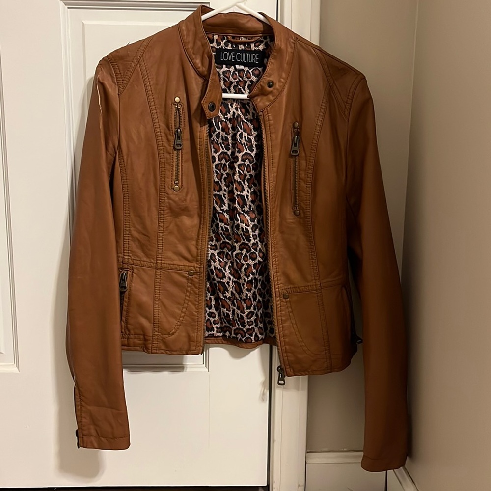 Brown leather jacket